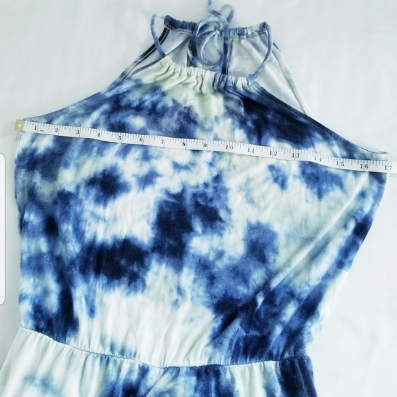 Halter Maxi Dress Tie Dye Side Slit Maxi Summer Dress - Picture 12 of 15